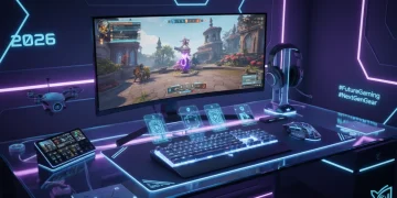 Gaming accessories setup with keyboard, mouse and headset