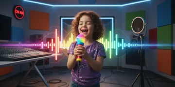 Kids microphones with LED lights for budding podcasters and singers