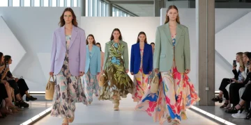 Spring fashion trends 2026 models in sustainable couture and oversized tailoring