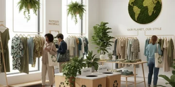 Sustainable fashion brands eco-friendly clothing display
