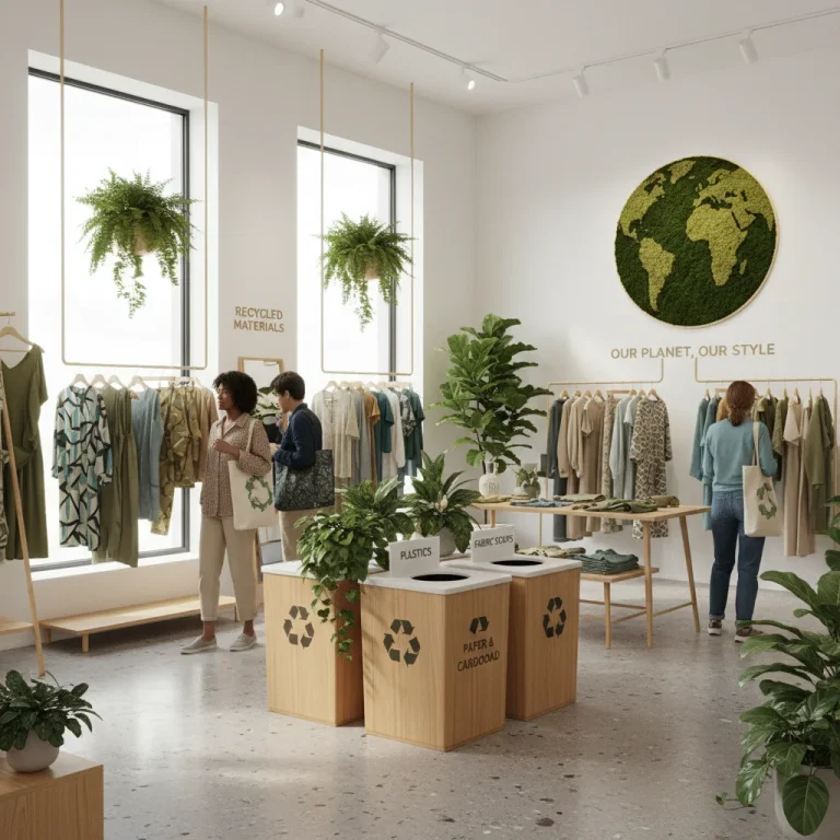 Sustainable fashion brands eco-friendly clothing display