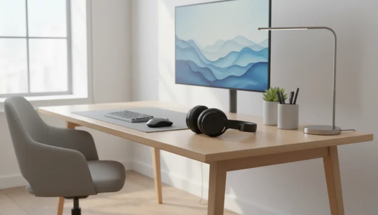 Premium noise-cancelling headphones on modern desk