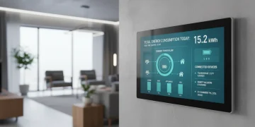Smart home dashboard displaying energy savings metrics