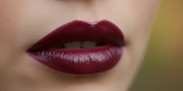 Bold berry lip color trend on model lips