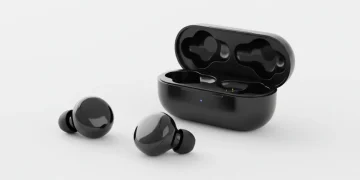 Wireless earbuds under $50 on white background